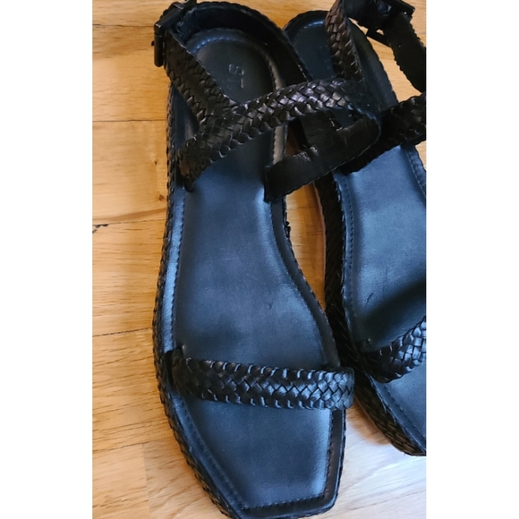 St. Agni Lori Woven leather Sandals Resortwear Coastal US 8 Black Scandi Girl - Picture 5 of 12